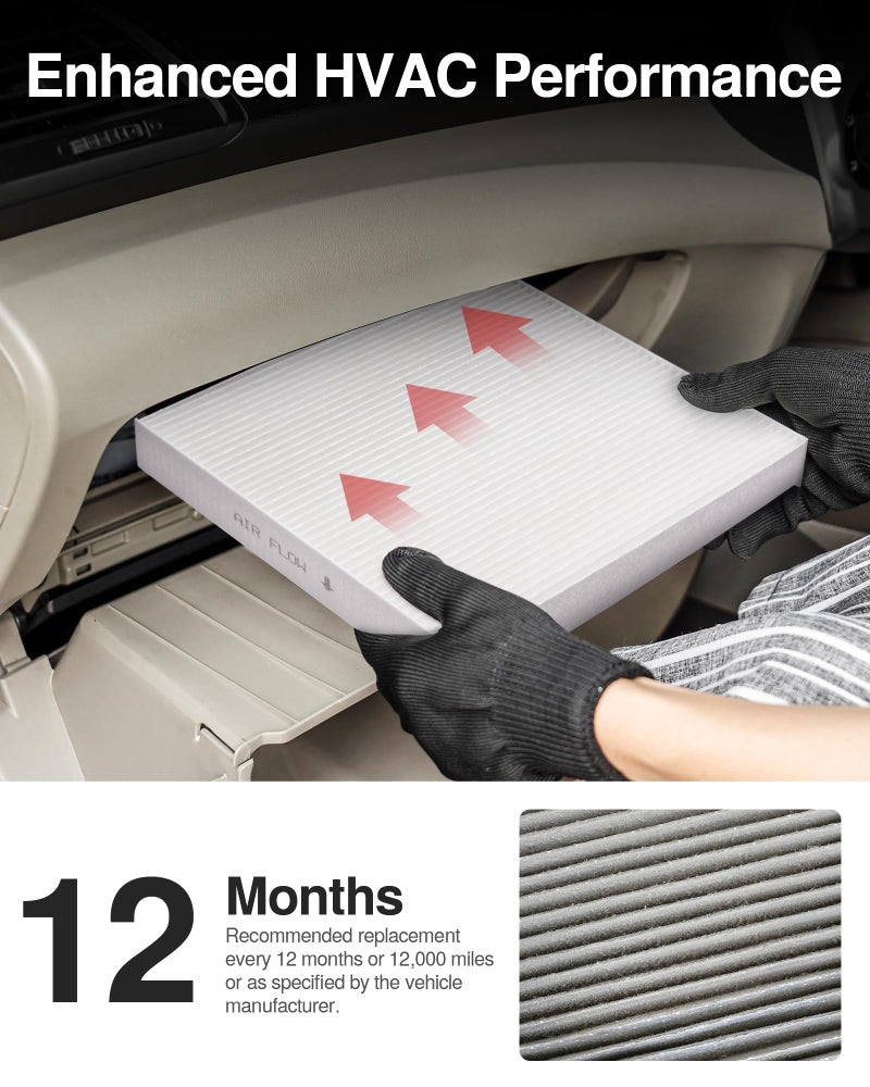 Puroma 2 Pack Cabin Air Filter with Multiple Fiber Layers Replacement for CP285, CF10285, Toyota Camry, RAV4, Highlander, Corolla, 4Runner, Tundra, Prius, Sienna, Lexus, Scion, Subaru, Jaguar - Image 5